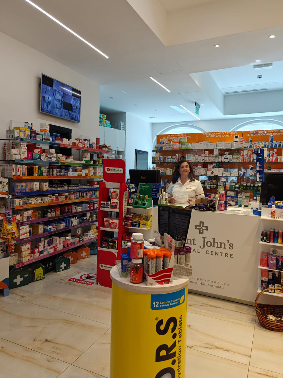 A photo of the front desk on the ground floor